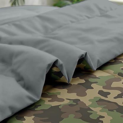 Comforter Set Full Size, Military Hunting Camouflage 7 Pcs Bedding for Kids and Adults, Brown Green Camo Bed Sheet Sets with Fitted Sheet 2 Pillowcases & 2 Shams