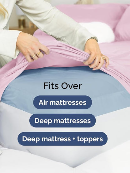 Extra Deep Twin Sheet Set - 4 Piece Breathable and Cooling Sheets - Hotel Luxury Bedding for Women, Men, Kids & Teens - Easy & Secure Fit - Soft, Wrinkle Free & Comfy - Extra Deep Pockets - Light Pink