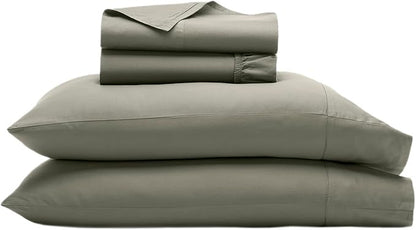BOLL & BRANCH Signature Hemmed Sheet Set - California King, Juniper - Luxury 100% Organic Cotton - Includes 1 Flat, 1 Fitted, 2 Pillowcases - Buttery Soft