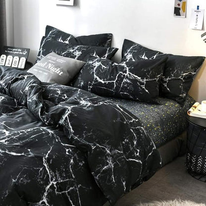 CLOTHKNOW Black White King Size Comforter Set Marble Bedding Comforter Sets All Season Black Comforter Abstract Comforter with 2 x Pillow Cases