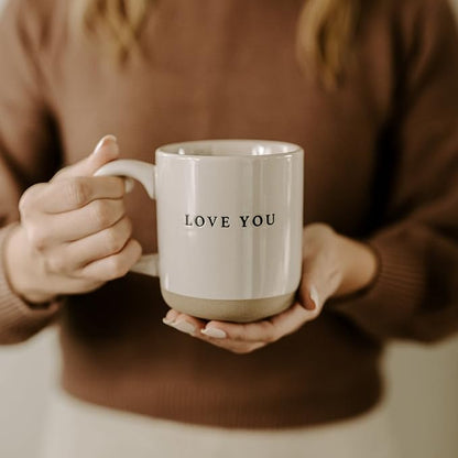 Sweet Water Decor Love You Stoneware Coffee Mugs - 14Oz Coffee Mugs for Hot & Cold Drinks - Cute Mugs Dishwasher & Microwave Safe - Valentines Gift Espresso Mugs - Ideal for Coffee & Tea Lovers