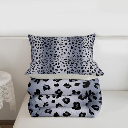 Erosebridal Leopard Print Comforter for Kids Boys Girls,Grey Cheetah Printed Toddler Bedding Set,Animal Skin Texture Duvet Insert,Wild Animal Quilt Bedroom Decor