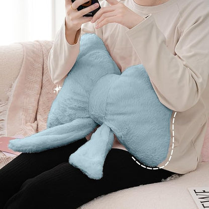 2Pack Soft Furry Bow Throw Pillows Cute Bowknot Plush Pillow Home Decor Stuffed Bow Lumbar Pillow for Bed Couch Living Room Decor (Blue)
