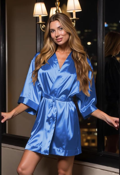 Turquaz Women's Bride Bridesmaids Silky Robe Satin Kimono Robes for Women Lingerie