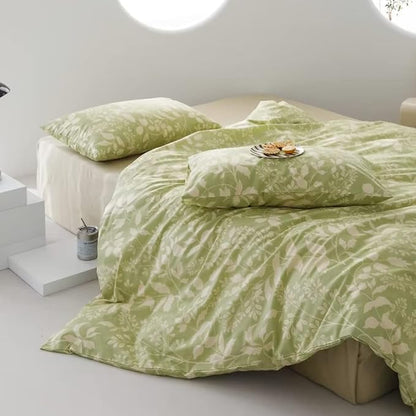 CLOTHKNOW Green Comforter Set King 3Pcs Floral Bedding Comforter Sets Boho Bedding Sets Botanical Bedding Sets King