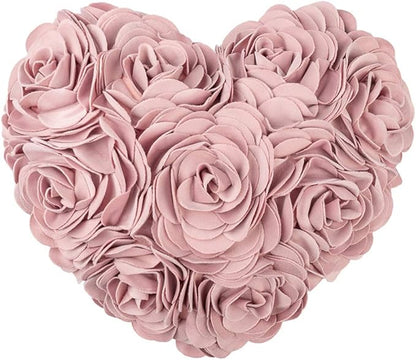 JWH Valentine's Day Throw Pillow Covers Decorative Flower Accent Pillow Cases Heart Shaped Cushion for Couch Living Room Bed Chair 14 x 16 Inches Rose Gold