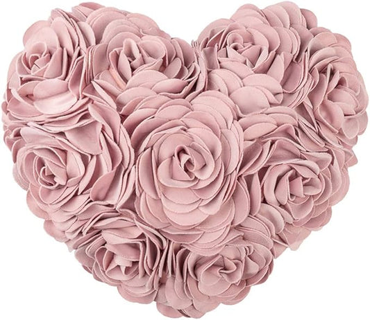 JWH Valentine's Day Throw Pillow Covers Decorative Flower Accent Pillow Cases Heart Shaped Cushion for Couch Living Room Bed Chair 14 x 16 Inches Rose Gold