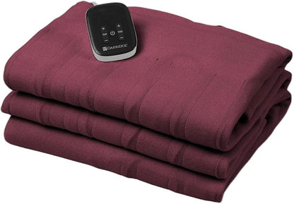 OakRidge Digital Comfort Fleece Heated Full Blanket - Burgundy, 100% Polyester, Machine Washable, Oeko-TEX Certified, Perfect for Warm Nights, Controlled Heat Settings