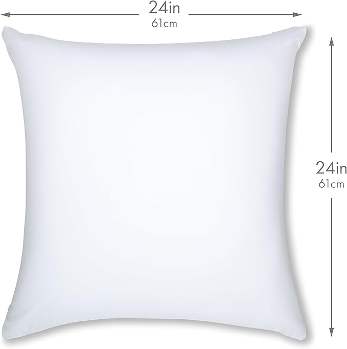 PILLOWY 24" x 24" Throw Pillow - White: 1 PCS Luxurious Premium Microbead Pillow with 85/15 Nylon/Spandex Fabric. Forever Fluffy, Outstanding Beauty & Support. Silky, Soft & Beyond Comfortable