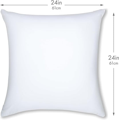 PILLOWY 24"x24" Throw Pillowcases (Cover Only) - 85/15 Nylon, Spandex - Luxurious, Silky, Stretchy & Soft - 1Pcs Solid Color - A Perfect Choice for Couch Chairs Sofa Bed Adult or Kids Bedroom, White