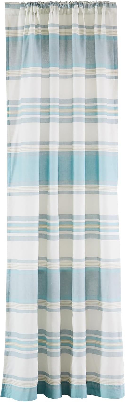 Levtex Home - Blue Maui - Window Panel with Rod Pocket - One Curtain Panel 84 inch Length - Classic Stripe - Blue, Grey, Taupe - 100% Cotton - Lined