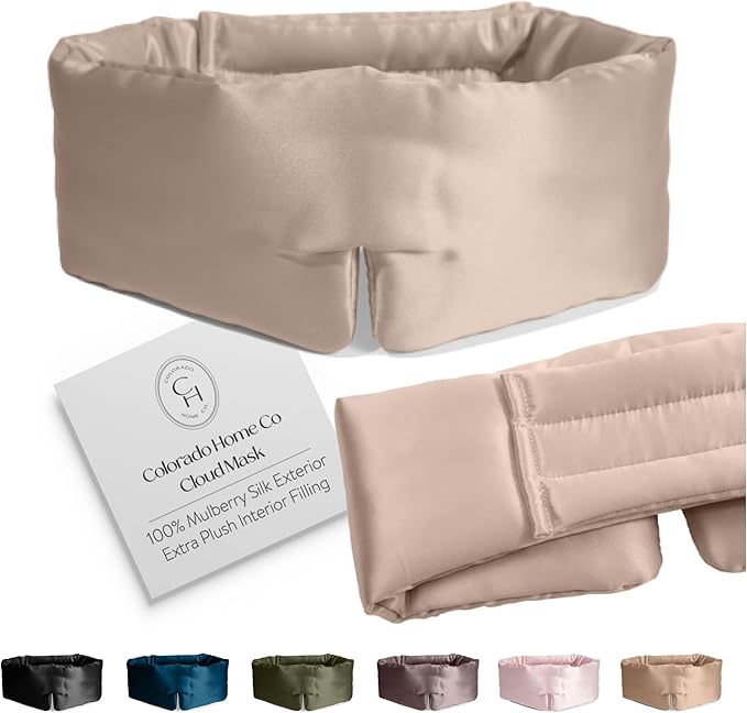 SUNDAYSILKS™ | Adjustable Silk Sleep Mask for Side Sleeper | Cloud-Like Comfort, Weighted for Deep Sleep | Soft Sleep Face Mask for Women & Men, Full Blackout, Cooling Silk Eye Mask for Sleeping