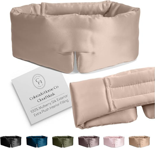 SUNDAYSILKS™ | Adjustable Silk Sleep Mask for Side Sleeper | Cloud-Like Comfort, Weighted for Deep Sleep | Soft Sleep Face Mask for Women & Men, Full Blackout, Cooling Silk Eye Mask for Sleeping