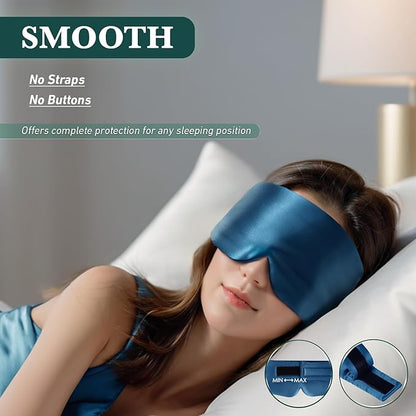 Joyhabit Silk Sleep mask | 100% Mulberry for Women Men Ultra Soft Blackout Eye Cover with Adjustable Band, Breathable No Eye Pressure, Ideal for Sleep, Travel, Naps & Meditation, Royal Blue