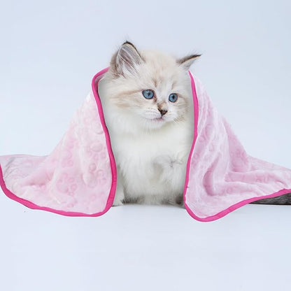 Stuffed 3pcs Premium Soft Dog Blankets for Small Dogs, Cat Blanket Calming Washable for Bed Couch Crate Protection Cover, Dog Puppy Kitten Essentials Christmas Dog Gifts, 24 * 16 inches, Pink