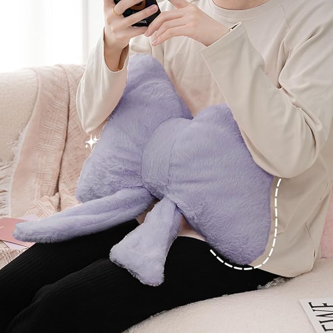 2Pack Soft Furry Bow Throw Pillows Cute Bowknot Plush Pillow Home Decor Stuffed Bow Lumbar Pillow for Bed Couch Living Room Decor (Purple)