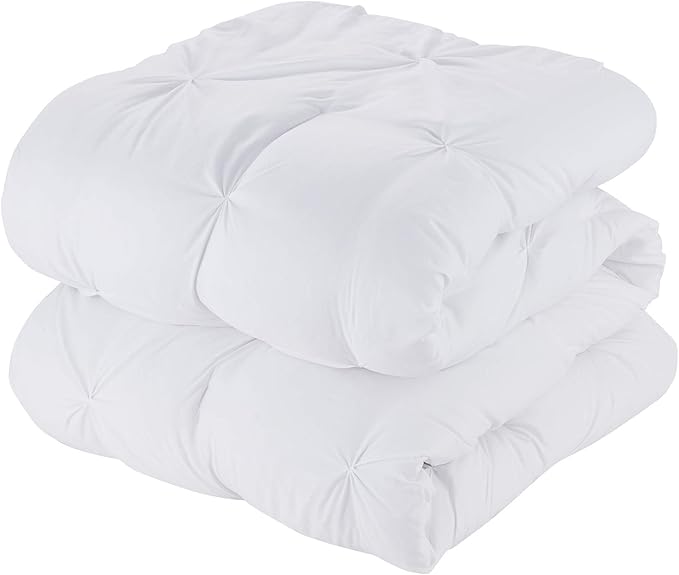 King Size Comforter Set 8 Piece Bed in a Bag with Bed Skirt, Fitted Sheet, Flat Sheet, 2 Pillowcases, 2 Pillow Shams, King, Pintuck White