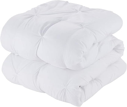 King Size Comforter Set 8 Piece Bed in a Bag with Bed Skirt, Fitted Sheet, Flat Sheet, 2 Pillowcases, 2 Pillow Shams, King, Pintuck White