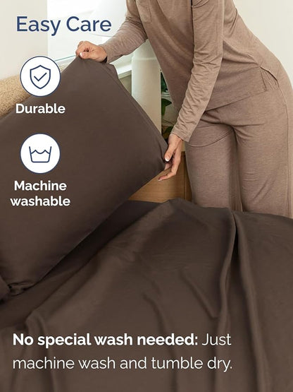Extra Deep Queen Sheet Set - 6 Piece Breathable and Cooling Sheets - Hotel Luxury Bedding for Women, Men, Kids & Teens - Easy & Secure Fit - Soft, Wrinkle Free and Comfy - Extra Deep Pockets - Brown