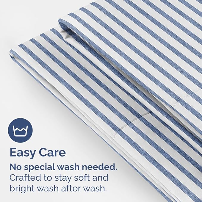 King Pillow Cases Set of 2 - Ultra Soft Hotel Quality Pillowcase Covers - Comfy, Cozy & Wrinkle Free - Shrinkage and Fade Resistant - Machine Washable Pillow Protectors - 2 Piece Set - Blue Stripes 2