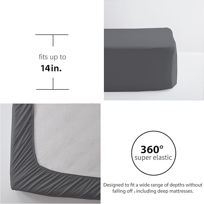 Zzlpp Full Comforter Set 7 Pieces, Dark Grey Seersucker Bed in a Bag with Comforter and Sheets, All Season Bedding Sets with 1 Comforter, 2 Pillow Shams, 2 Pillowcases, 1 Flat Sheet, 1 Fitted Sheet