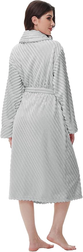 Yurhap Premium Robes for Women - Super Soft Cozy Fleece Womens Robe Plush Long Bathrobe