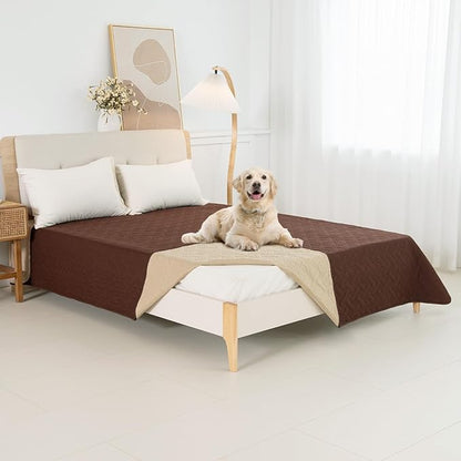 BOCTOPUG Dog Bed Cover for Pets Blankets Rug Pads for Couch Protection Waterproof Bed Covers Dog Blanket Furniture Protector Reusable Changing Pad (Brown+Beige, 40"x60")