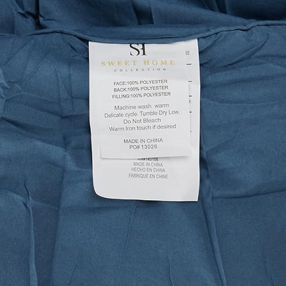Sweet Home Collection 7 Piece Comforter Set Bag Solid Color All Season Soft Down Alternative Blanket & Luxurious Microfiber Bed Sheets, Denim, Full