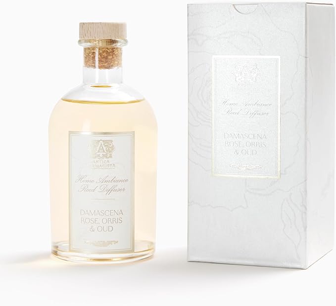 Antica Farmacista Home Ambiance Diffuser - Long-Lasting Reed Scent Diffuser - Luxury Room Freshener Gift - Sandalwood Amber, 8.45 fl oz
