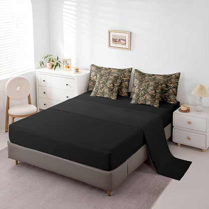Erosebridal Camo Hunting 7 Piece Bedding Set Queen Rustic Camouflage Comforter Set with Sheets Woodland Cabin Tree Leaves Bed in a Bag Camping Farm House Bed Sets Comforter