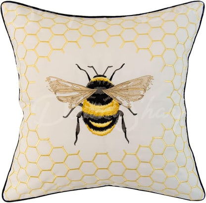 Donna Sharp 2-Piece Wild One Patch Bee and Polka Dot Decorative Throw Pillow Set - Pillows for Couch, Sofa, Beds, and Chairs - Includes 18" x 18" Square & 12" x 22" Rectangular Pillows
