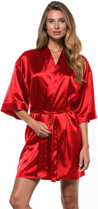 Turquaz Women's Bride Bridesmaids Silky Robe Satin Kimono Robes for Women Lingerie