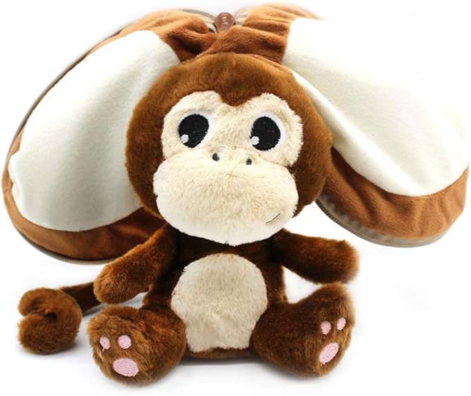 LES DÉGLINGOS Flipetz Coconet The Monkey Decorative Pillow – Reversible Coconut to Monkey 2-in-1 Plush Cushion – 7.5 Inch Stuffed Animal Pillow for Sofa, Bed & Any Room | Home Décor Gift for All Ages