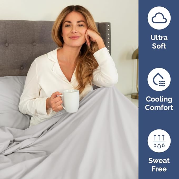 Flex Top Split Head King 4 Piece Sheet Set - Comfy Breathable & Cooling Bed Sheets Set - Hotel Luxury Bedding for Women, Men, Kids, Teens, Boys & Girls - Deep Pockets, Soft - Oeko-Tex - French Grey