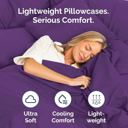 Queen Pillow Cases Set of 2 - Ultra Soft Hotel Quality Pillowcase Covers - Comfy, Cozy & Wrinkle Free - Shrinkage, Stain and Fade Resistant - Machine Washable Pillow Protectors - 2 Piece Set - Purple