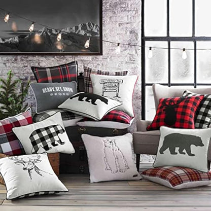 Eddie Bauer - Throw Pillow with Zipper Closure, Perfect Luxurious Bedding Set for Bed or Sofa (Morning Stag Black, 20" x 20")