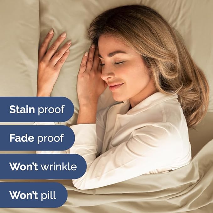 Full XL Bed Sheet Set - 4 Piece Extra Long Extended Full XL Sheets - Soft, Breathable & Cooling - Fits 8" to 16" Mattress with Deep Pockets - 54" x 80" - Easy-Fit, Wrinkle and Fade Resistant - Beige