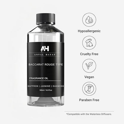 Baccarat Rouge 540 Diffuser Oil 500mL - Home Luxury Scents Refill - Antal Hayat Diffuser Oil - Luxury Hotel Inspired Aromatherapy - Baccarat Rouge Fragrance for Home - Inspired by Baccarat Perfume