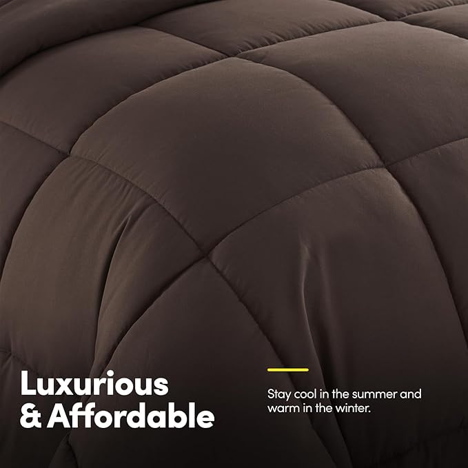 King Size Comforter Set with Sheets - 7-Piece Bedding Collection - 1 Comforter, 1 Fitted Sheet, 1 Flat, 4 Pillowcases - Deep Pocket - Soft & Premium Quality - Ideal for All Seasons, Chocolate Brown