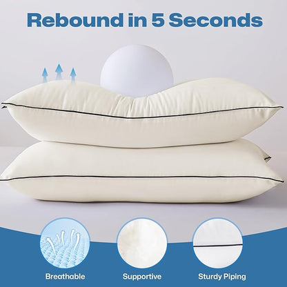 GOHOME Pillows Queen Size Set of 4 - Bed Pillows for Sleeping 4 Pack, Cooling Supportive Hotel Pillows with Premium Soft Down Alternative Fill for Side Stomach and Back Sleepers