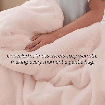 BEDELITE Faux Fur Fleece King Comforter Set - Fluffy & Warm Pink Comforter King Size，Ultra Soft and Cozy Winter Bedding Set,Fuzzy Thick Bed Set,1 Comforter and 2 Pillowcases