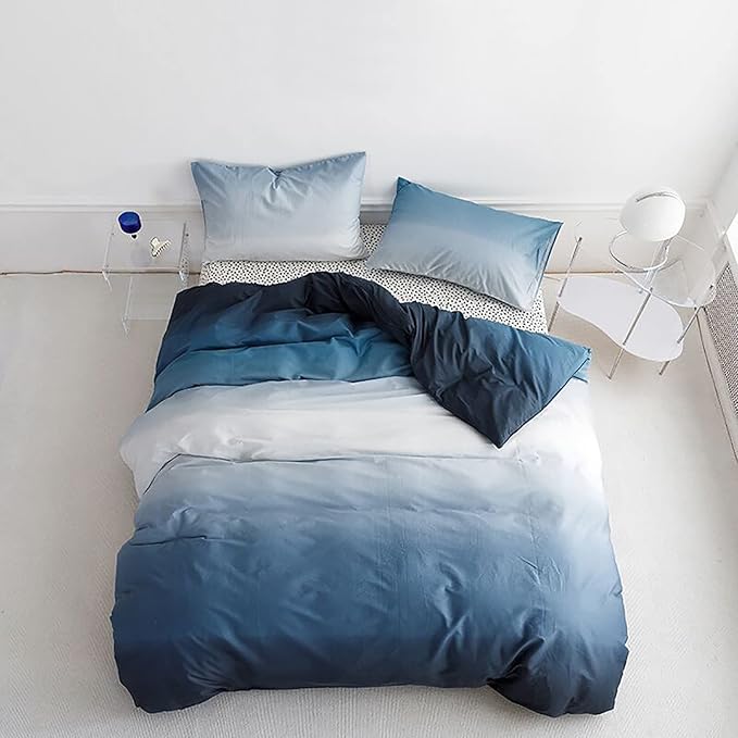 Luxlovery Gradient Blue Twin Bedding Set - 3 Piece Set, 90 x 68 Inch Comforter, 20 x 26 Inch Pillowcases