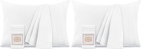 Mellanni Pillow Cases - Luxury, Extra Soft, Cooling Pillow Covers - 2 PC Iconic Collection Pillowcases - Envelope Closure (Standard/Queen 20" x 30", White) (Pack of 2)