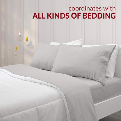 Mellanni Pillow Cases - Luxury, Extra Soft, Cooling Pillow Covers - 2 PC Iconic Collection Pillowcases - Envelope Closure (Standard/Queen 20" x 30", Gray)