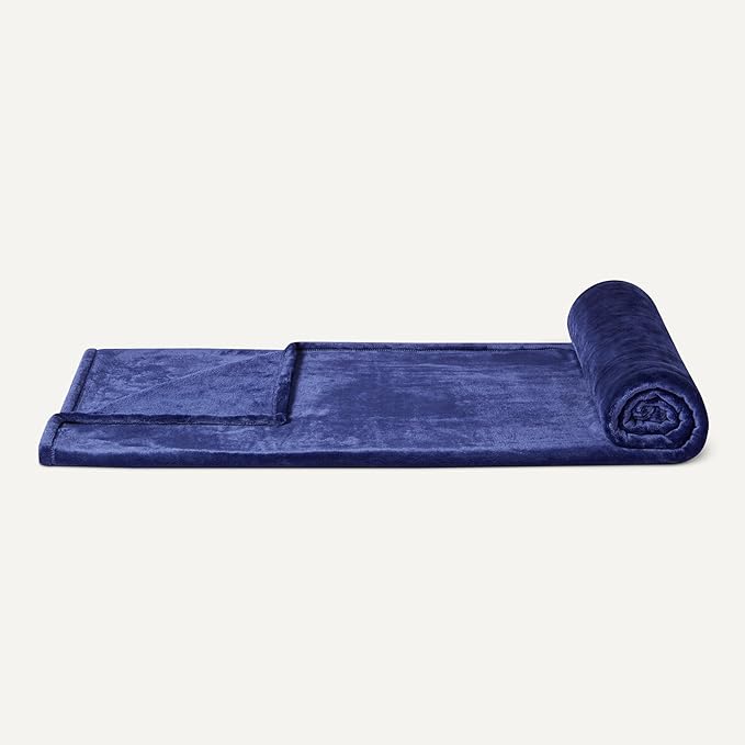 Basics Throw Blanket, Ultra-Soft Flannel Fleece Blanket, Lightweight Cozy for Couch Sofa Bedroom, Fade-Resistant Fabric, 50 x 60 Inches, Navy
