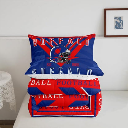 Feelyou Football Bedding Set Boys Girls Toddler Size Women Men Rugby Sports Comforter Football City Duvet Quilt Red Blue Room Decor