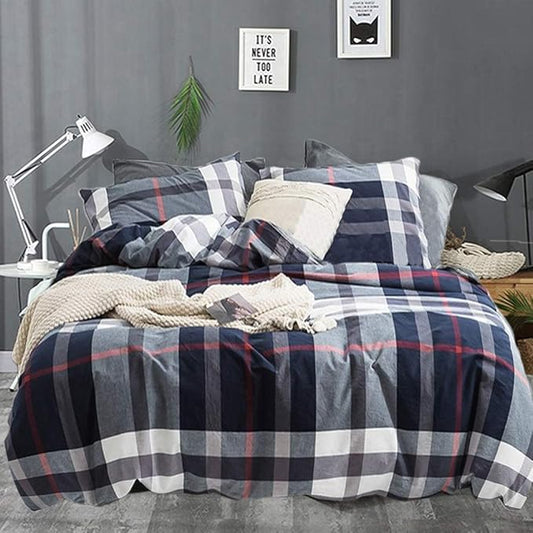 Cottonight Navy Plaid Comforter Set Full Dark Blue Bedding Comforter Set Buffalo Gingham Blanket Quilts Checkered Blue Soft Breathable Grid Bedding Set for Women Men Full Bed
