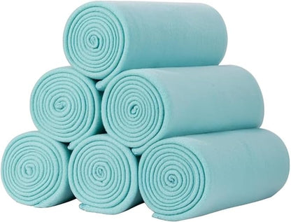 ZYFZCYBL Fleece Throw Blankets for Couch Bulk Lightweight Warm Soft Cozy Blanket 6 Pack Bulk Fleece Blanket Solid for Bed Couch Office Gifts Outdoor 50 x 60 inch Teal