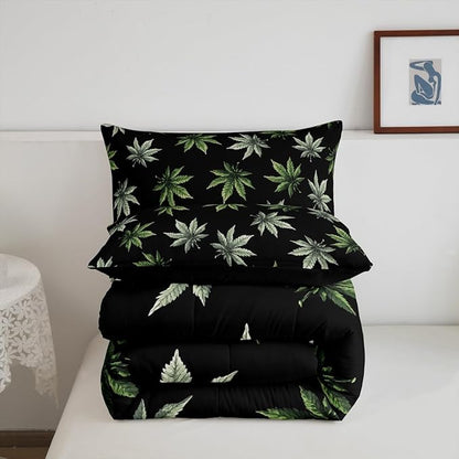 Erosebridal Green Leaves Comforter Set King, Leaves Bedding for Kids Teens Adult,Tropical Botanical Down Comforter,Exotic Plant Bedding Comforter Sets,Luxury Soft