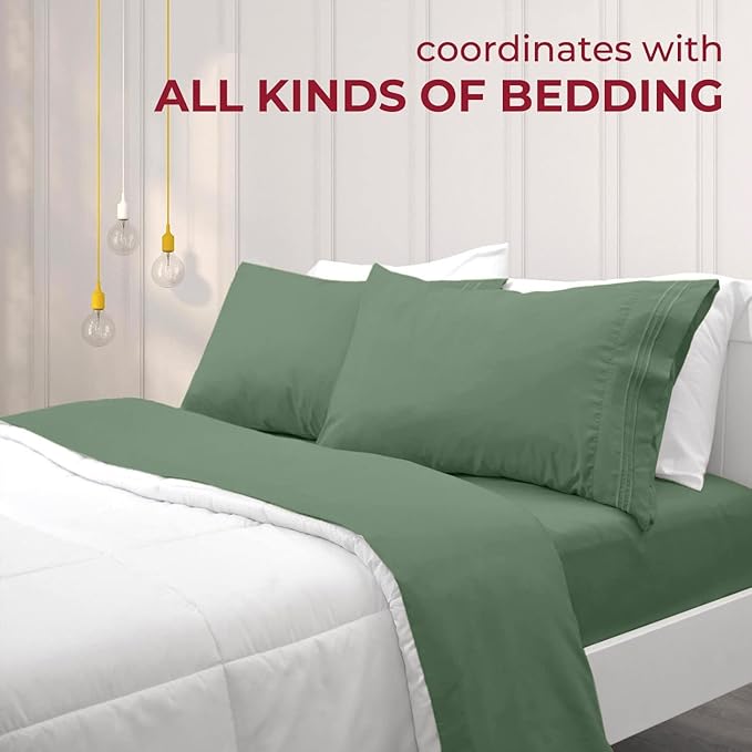 Mellanni Pillow Cases - Luxury, Extra Soft, Cooling Pillow Covers - 2 PC Iconic Collection Pillowcases - Envelope Closure (Standard/Queen 20" x 30", Sage)